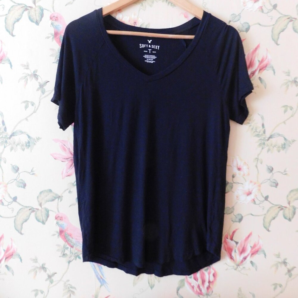 Soft'n Sexy Black V- Neck T-Shirt